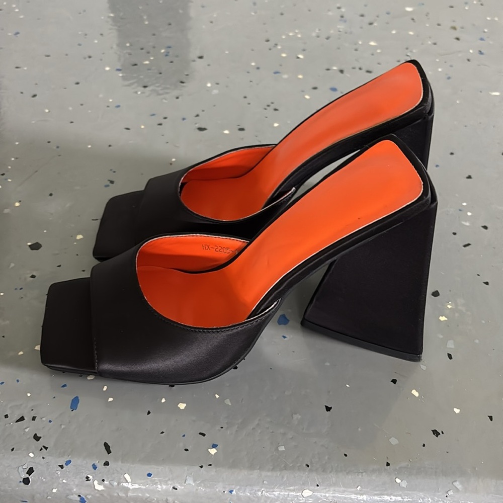 Edgy Black and Orange Women's Wedge Shoes